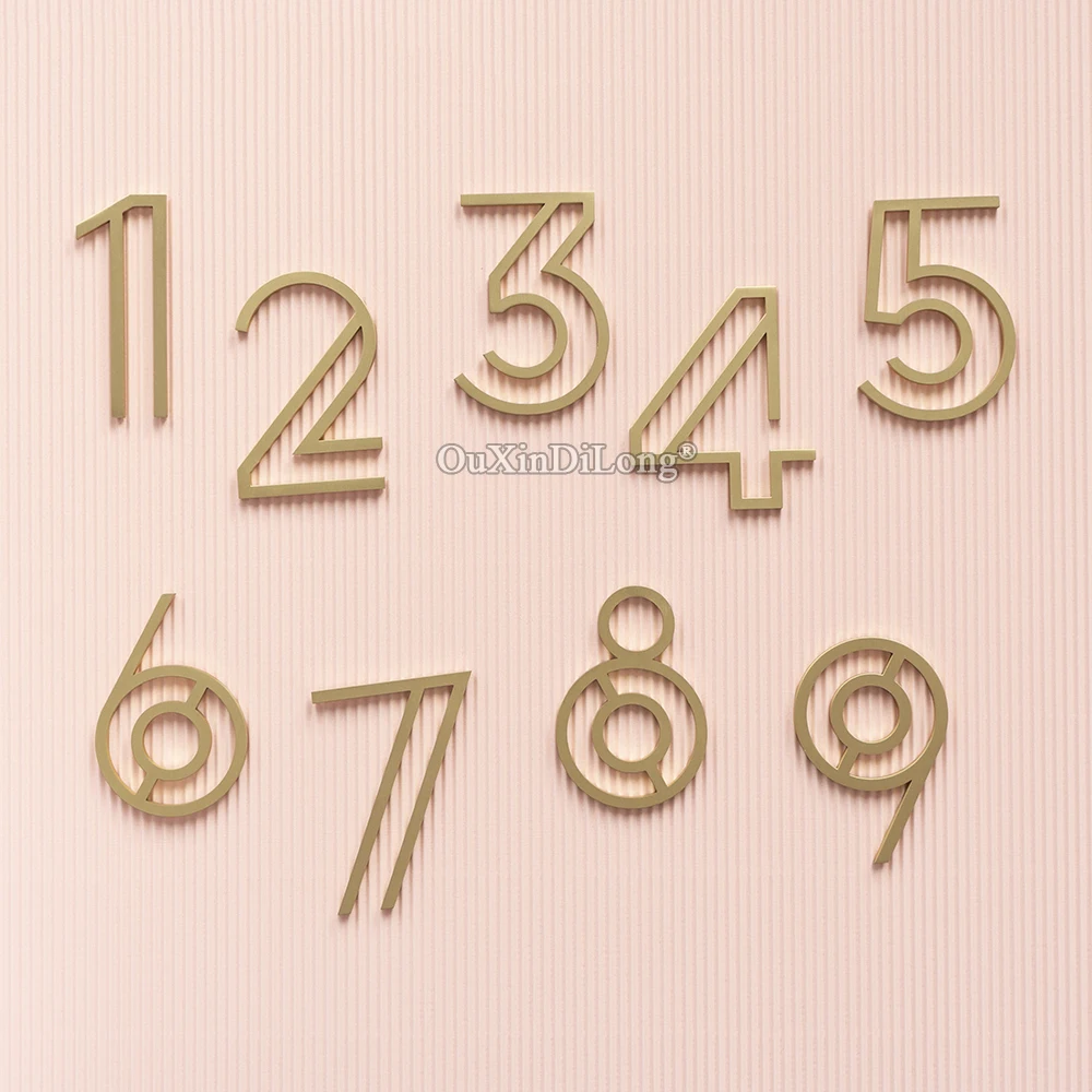 

1PCS Brass Hollow Address House Numbers Wall Decor Villa Hotel Apartments Door Plates DIY Home Office Mailbox Number GF499