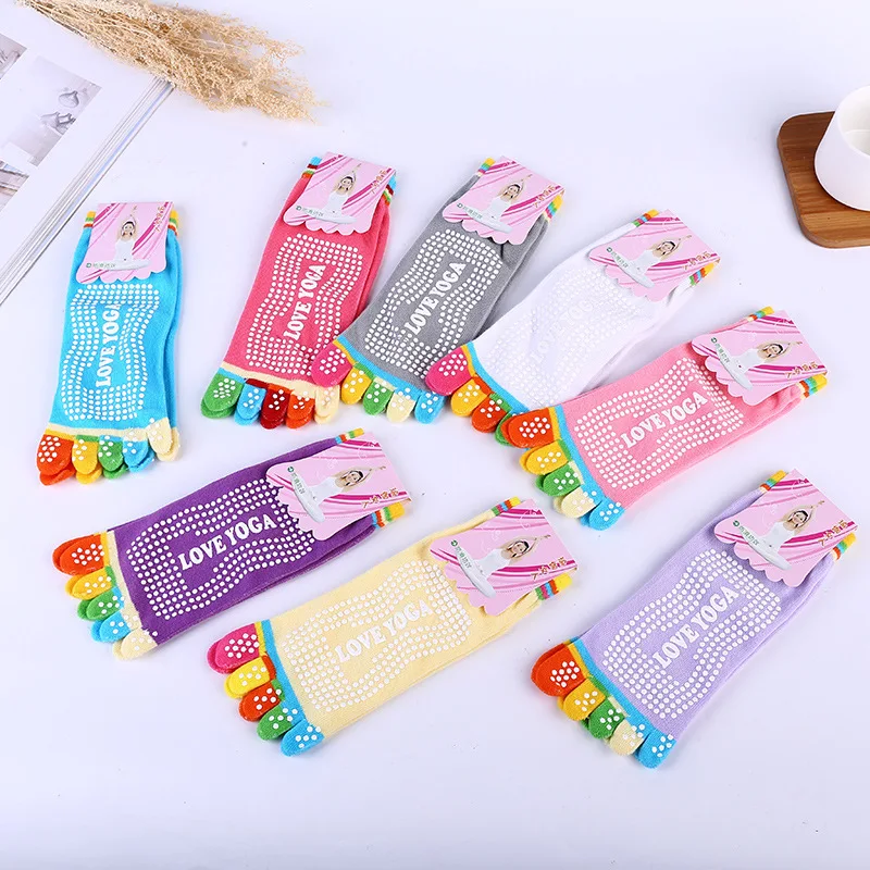 1 Pair Candy-colored Yoga Socks Rainbow Five-toe Split Non-slip Dance Socks Socks for Yoga Dancers