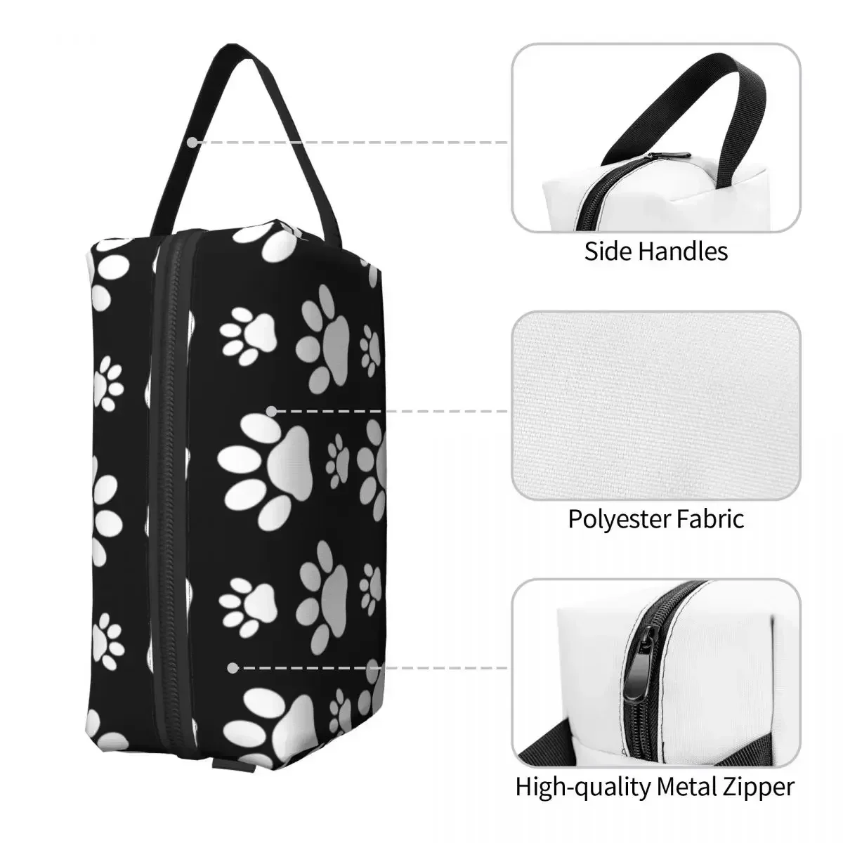 Bolsa de higiene pessoal com estampa de pata bonita para cachorro, viagem, kawaii, patas de cachorro, estampas, maquiagem para animais de estimação, cosméticos para armazenamento de beleza, kit dopp