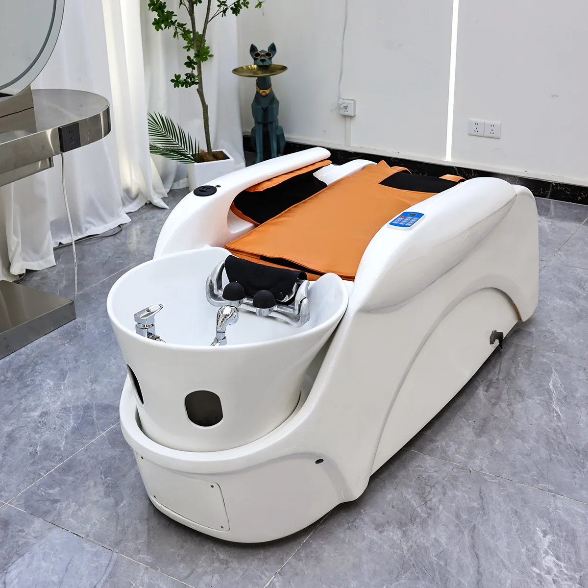 Automatic intelligent electric massage head therapy shampoo bed barbershop hairdressing salon special flush water circulation