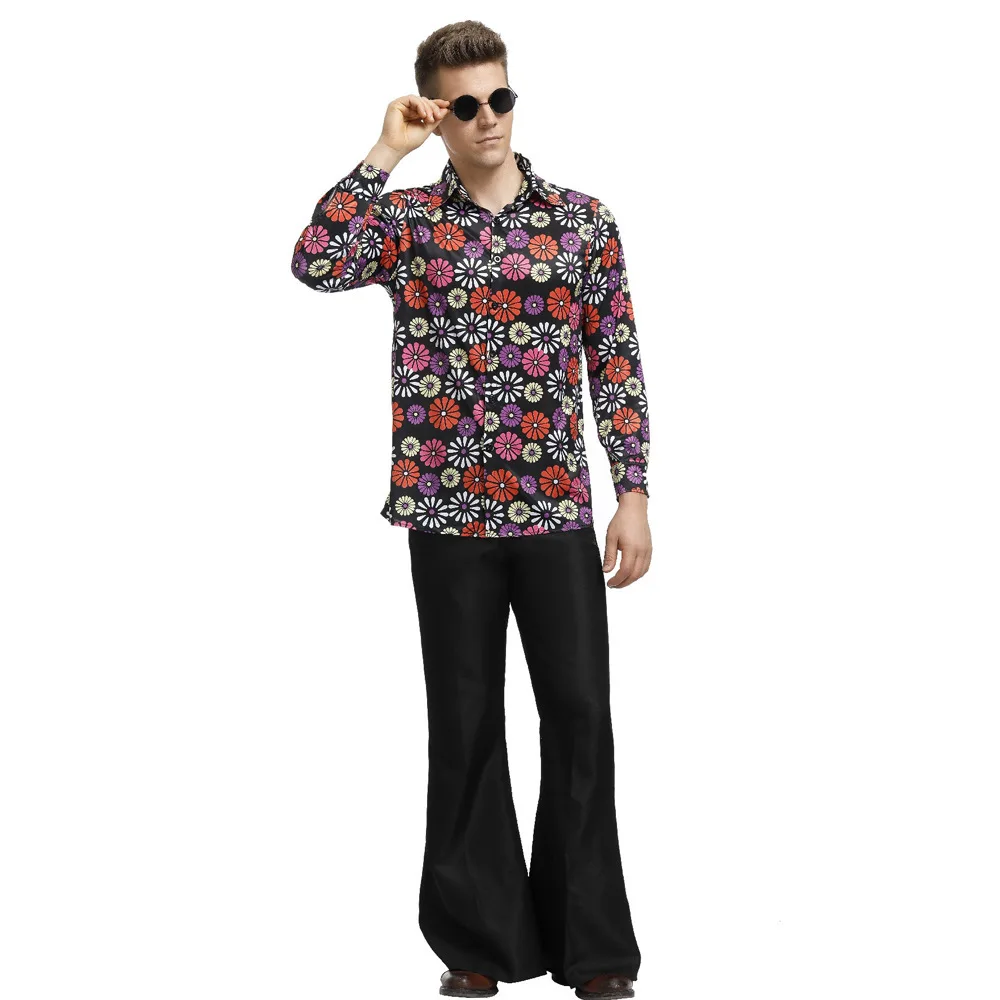 

70s Vintage Hippie Costume For Men Disco Outfit Halloween Costume Fancy Dress