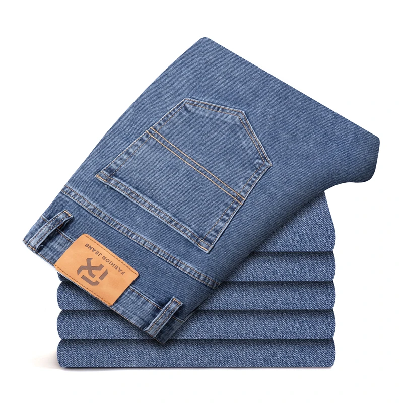 SHAN BAO-pantalones vaqueros elásticos ligeros para hombre, jeans clásicos de talla grande, rectos, informales, para jóvenes, primavera y verano, 2022