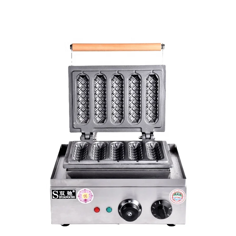 China Factory Hot Sale New Electric 5 Pieces Crispy Corn Hot Dog Waffle Maker Muffin Sausage Machine With Low Price