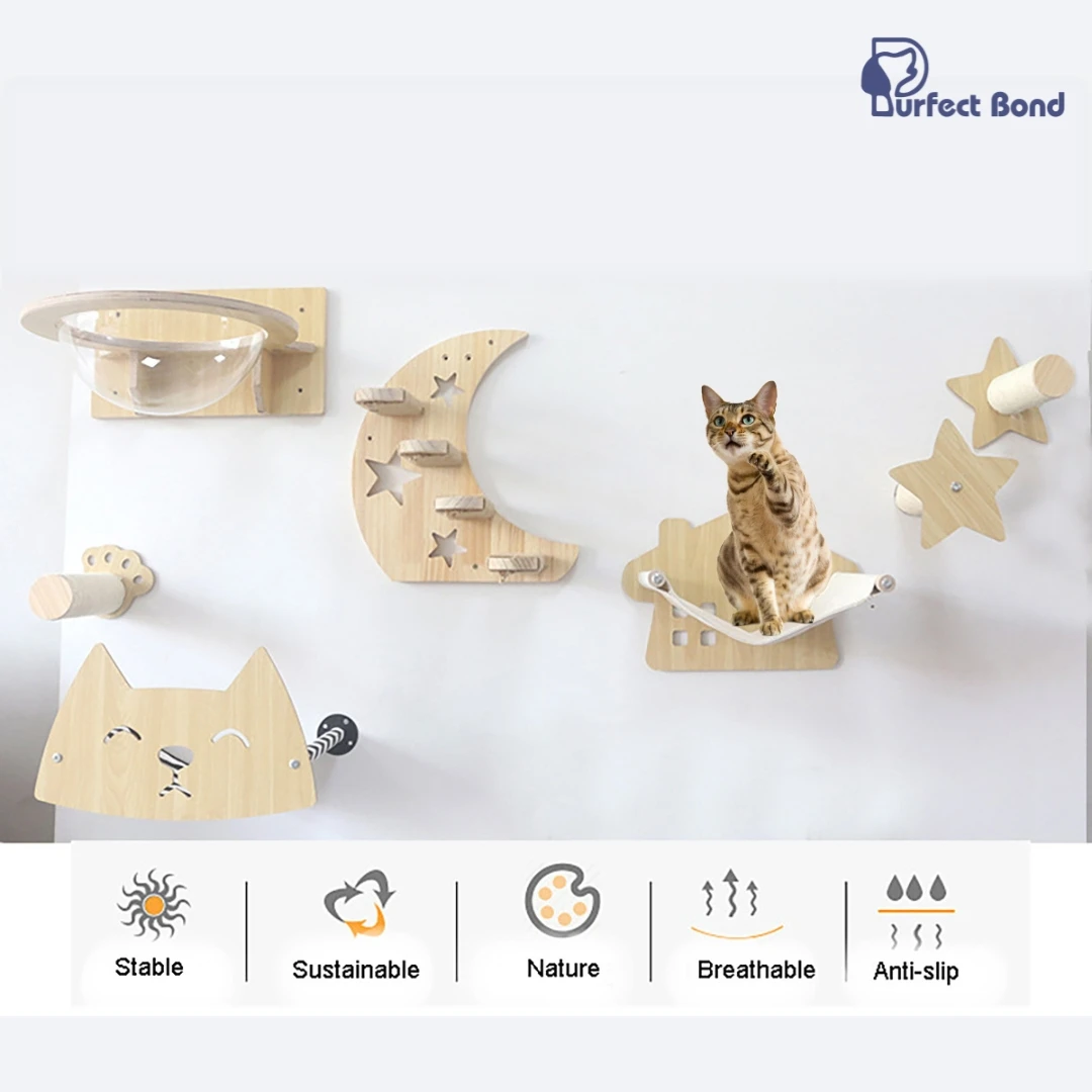 

Cat Wall Mounted Shelves, Furniture Shelves, Perches and Steps Set, Cat Wall Scratcher, Shelves and Perches