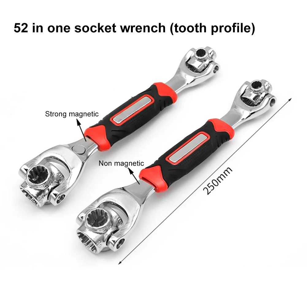 52in1 Double Head Wrench Socket Wrench Rotary Spanner Work 360 Degree Rotation Spanner Universal Furniture Car Repair Hand Tool