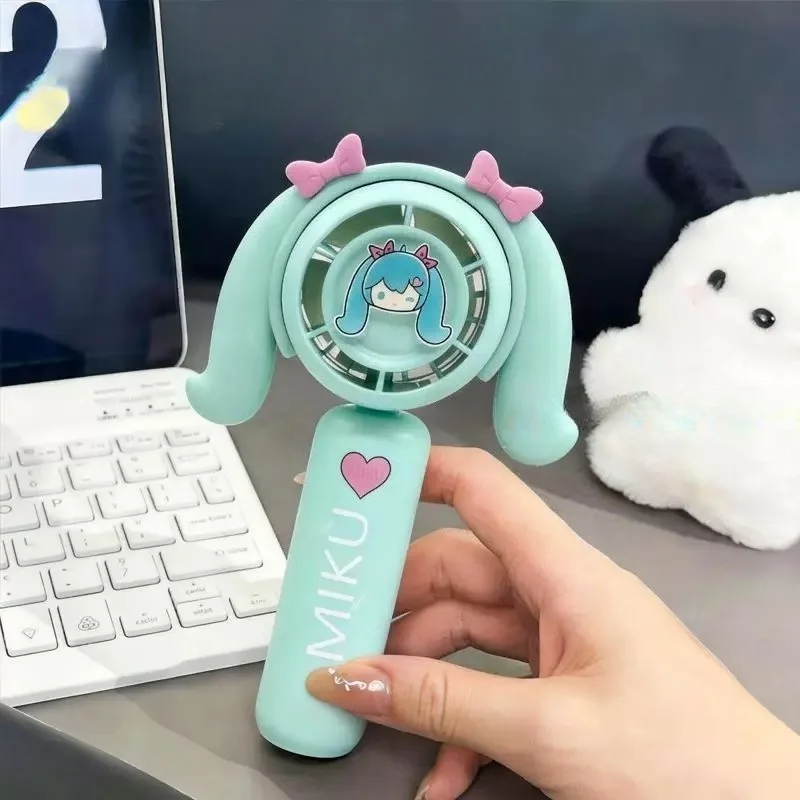 初音ミクファンアニメ漫画プリントかわいい寮オフィスハンドヘルドファンusb充電ポータブルファンビッグウィンドホリデーギフト