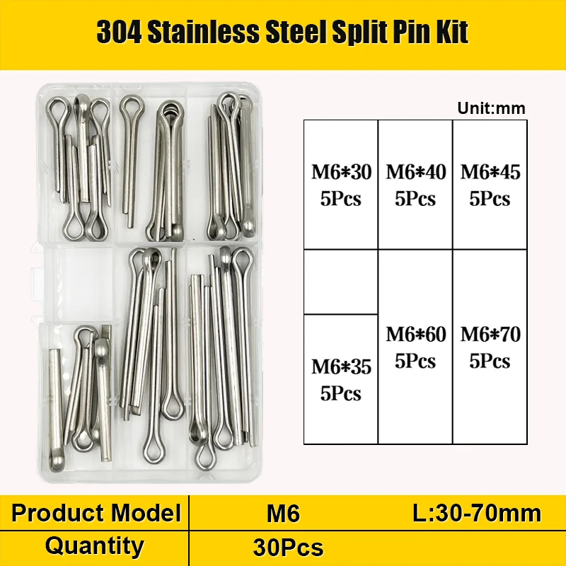 M1,5 M2 M3 M4 M5 M6 Edelstahl U-Form Typ Frühling Splint Haarnadel Splint Set Split Clamp Offene elastische Clip für Auto – Detail 8