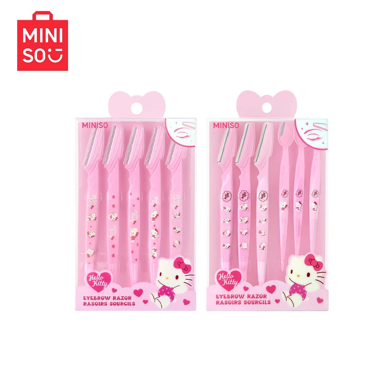 MINISO HelloKitty Series Zestaw 5 noży do brwi - Markowy trymer do brwi HelloKitty, anty-zadrapaniowy, do makijażu