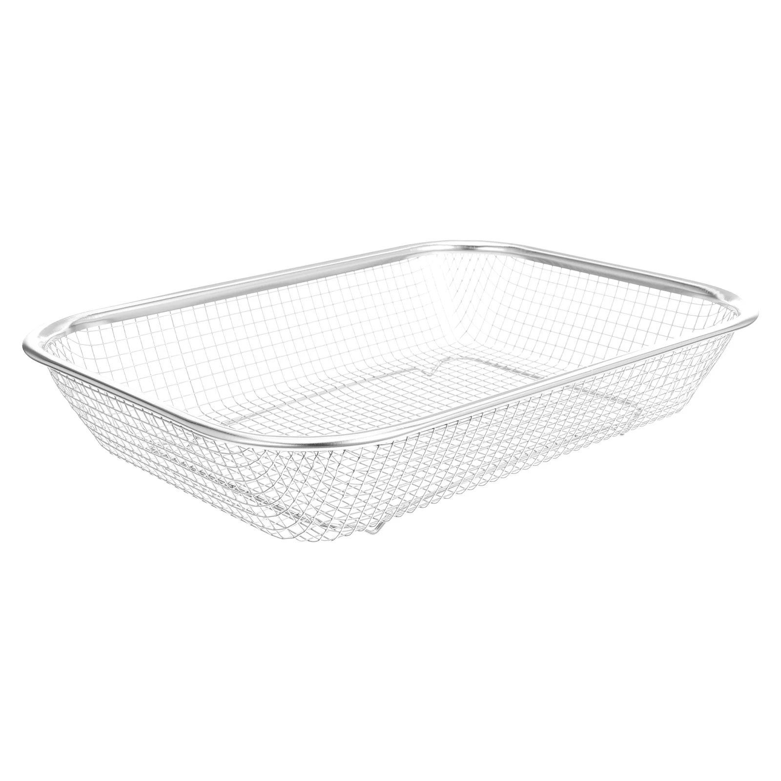 

1Pcs Stainless Steel Drain Basket Thickened Multi-Purpose Kitchen Sieve for Fruit Vegetable Washing Storage Basket 30x22x6cm