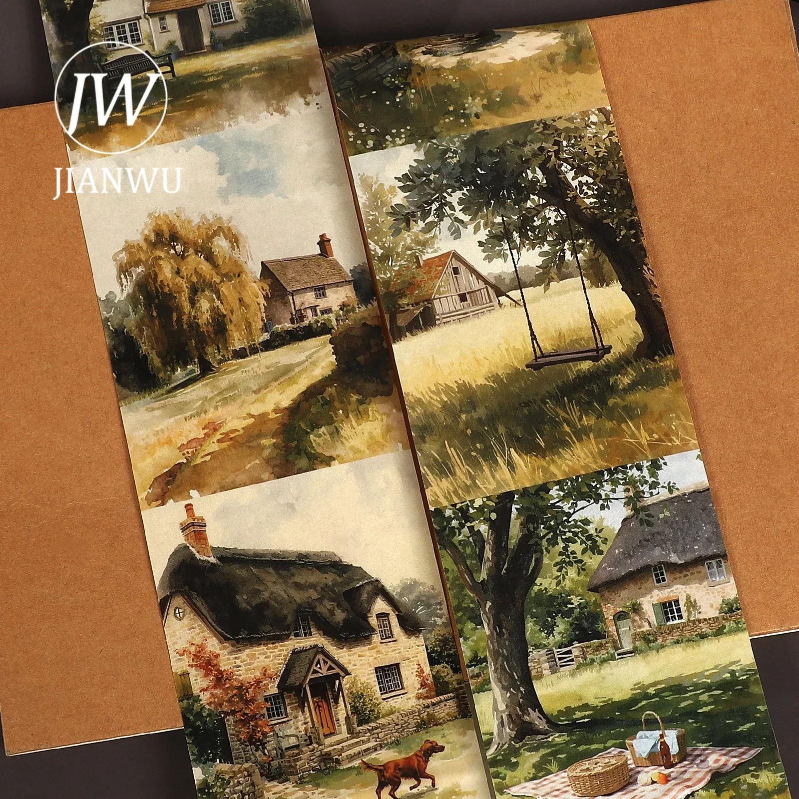 JIANWU 80mm*226cm Vintage Country Cottage Scene Landscape Material Collage Scrapbooking Washi Tape Creative Journal Stationery