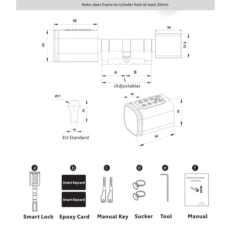 AA08-Password Swipe Card Intelligent Lock Tongtong APP Bluetooth Unlocking Fingerprint Replacement Lock Cylinder