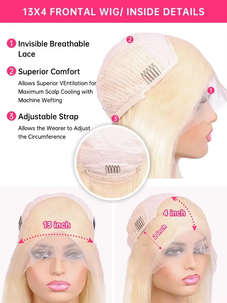 613 13x4 13x6 360 الدانتيل الباروكة الأمامية مستقيم العسل شقراء الدانتيل الجبهة خصلات الشعر المستعار الإنسان HD الدانتيل الباروكة الأمامية شعر الإنسان 200 الكثافة #4