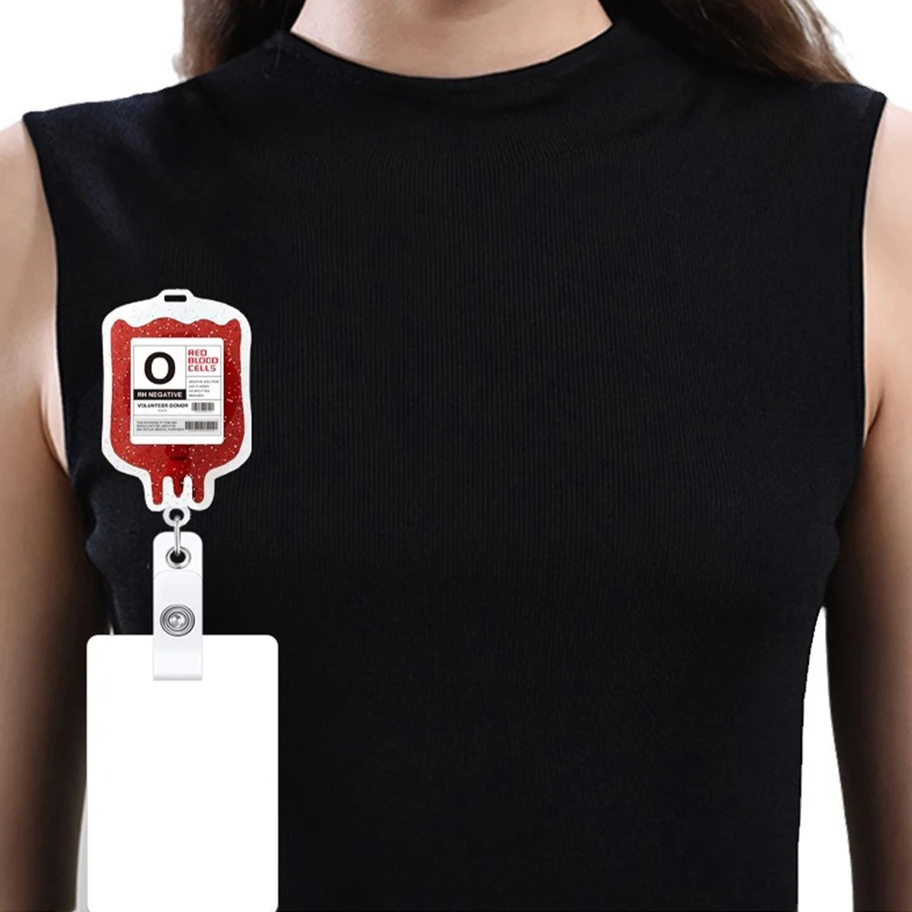 

4pcs Retractable Glitter Blood Badge Reel Sturdy Acrylic Metal Nurse Badge Holder For Hospital Id Card Clip Funny