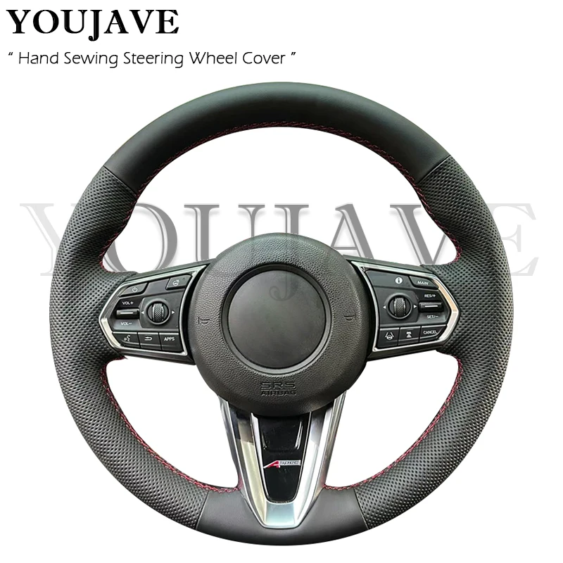 

Hand-Stitched Steering Wheel Cover Faux Suede Cow Leather For Acura RDX 2018 2019 2020 2021 Interior Auto Decor Accessory