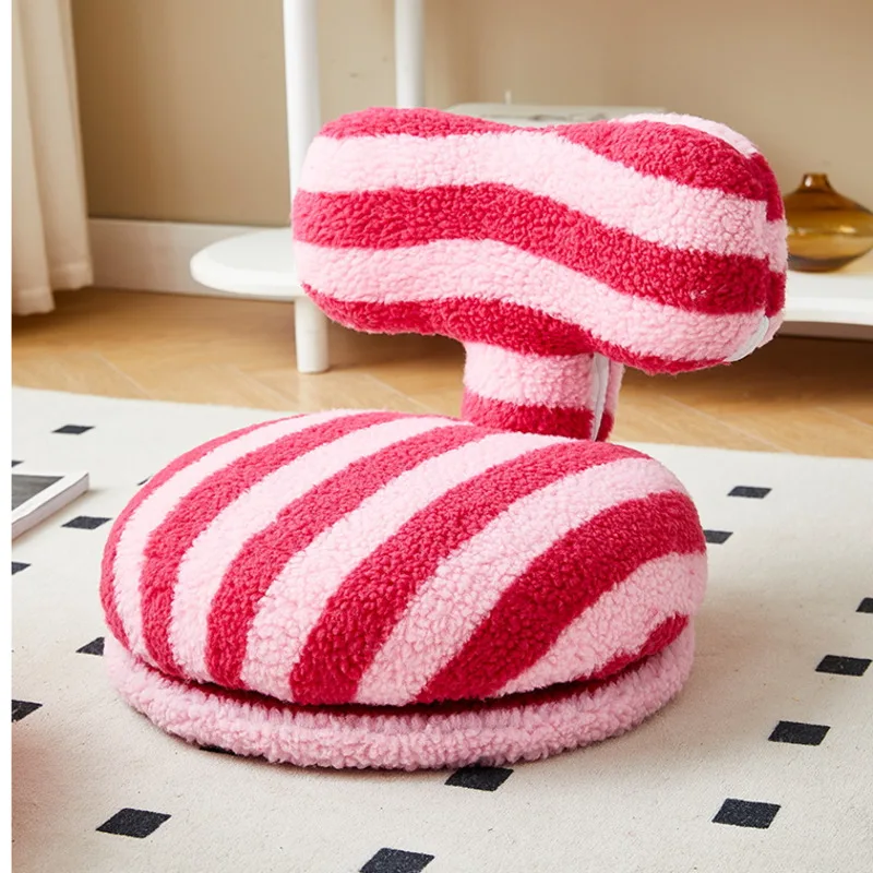 

Modern Minimalist Children's Sofa Bow Backrest Cartoon Seats Rotating Design Changing Shoe Stool Lamb Fleece Home Furniture