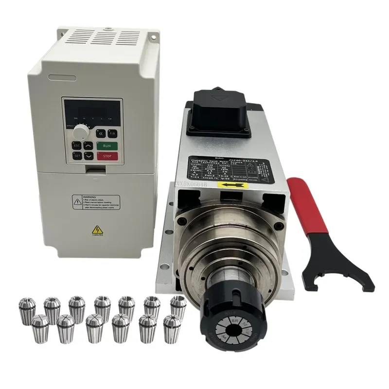 4.5kW CNC Air Cooled Spindle Motor ER32 Kit with VFD 5.5kW 220V 380V 24000RPM for Router Lathe Grinding