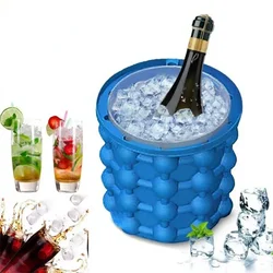 Silicone Ice Cube Mold Maker Tray, balde portátil, beber vinho, uísque, congelar gelo refrigerador, armário de cerveja, ferramentas de cozinha