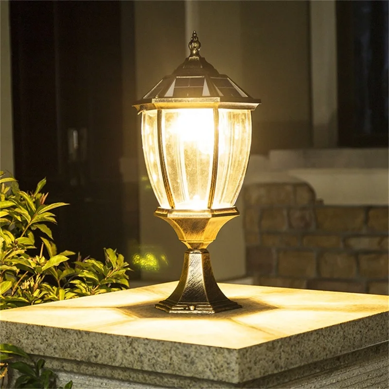 Classic pillar LED waterproof household garden courtyard solar lighting fixture