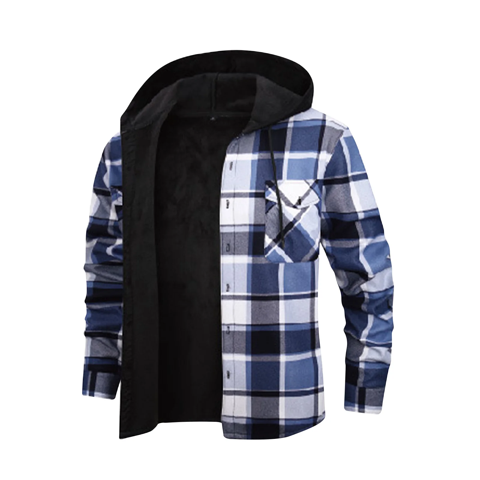 

Winter New Style Trendy Plush Thickened Warm Hooded Shirt for Men's Casual Loose Sports Comfort Large Size High Quality Shirt