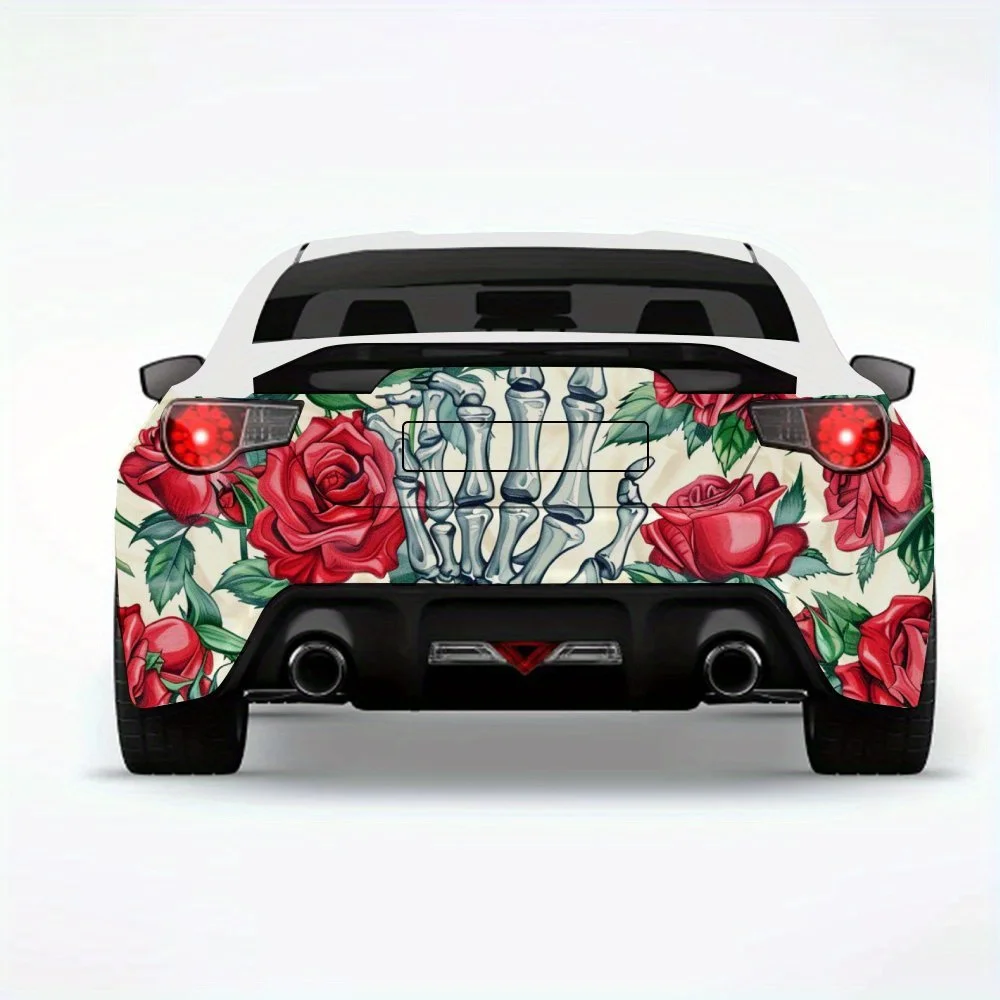 

Skull_Hand_&_Rose Автомобильная наклейка-виниловая наклейка на заднюю часть автомобиля, водонепроницаемые самоклеящиеся виниловые наклейки для хвоста и бампера автомобиля, декор