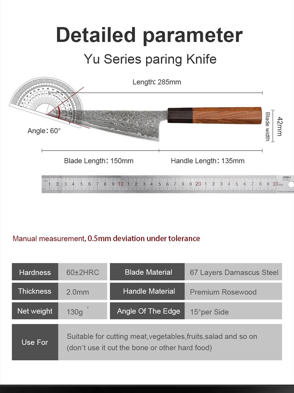 15,2 cm japanisches Honesuki-Messer, handgeschmiedeter Damaststahl, professionelle Küchenmesser, Chef, scharfes Mehrzweck-Ausbeinen, Kochutensilien – Detail 11