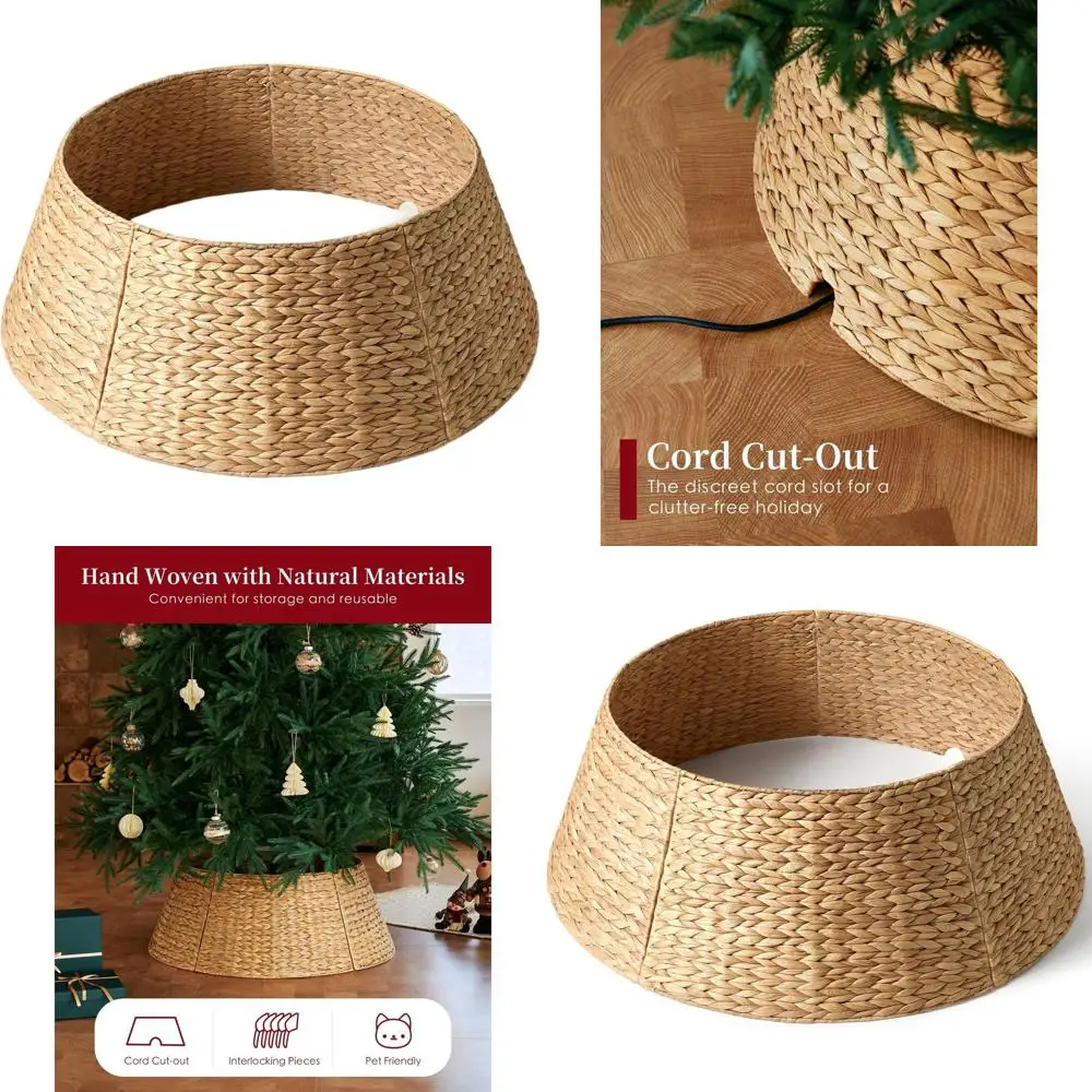 

Большая юбка для рождественской елки 36 — тканый гиацинт для искусственных деревьев — чехол в стиле корзины из ротанга в деревенском стиле для основания елки со шнуром C