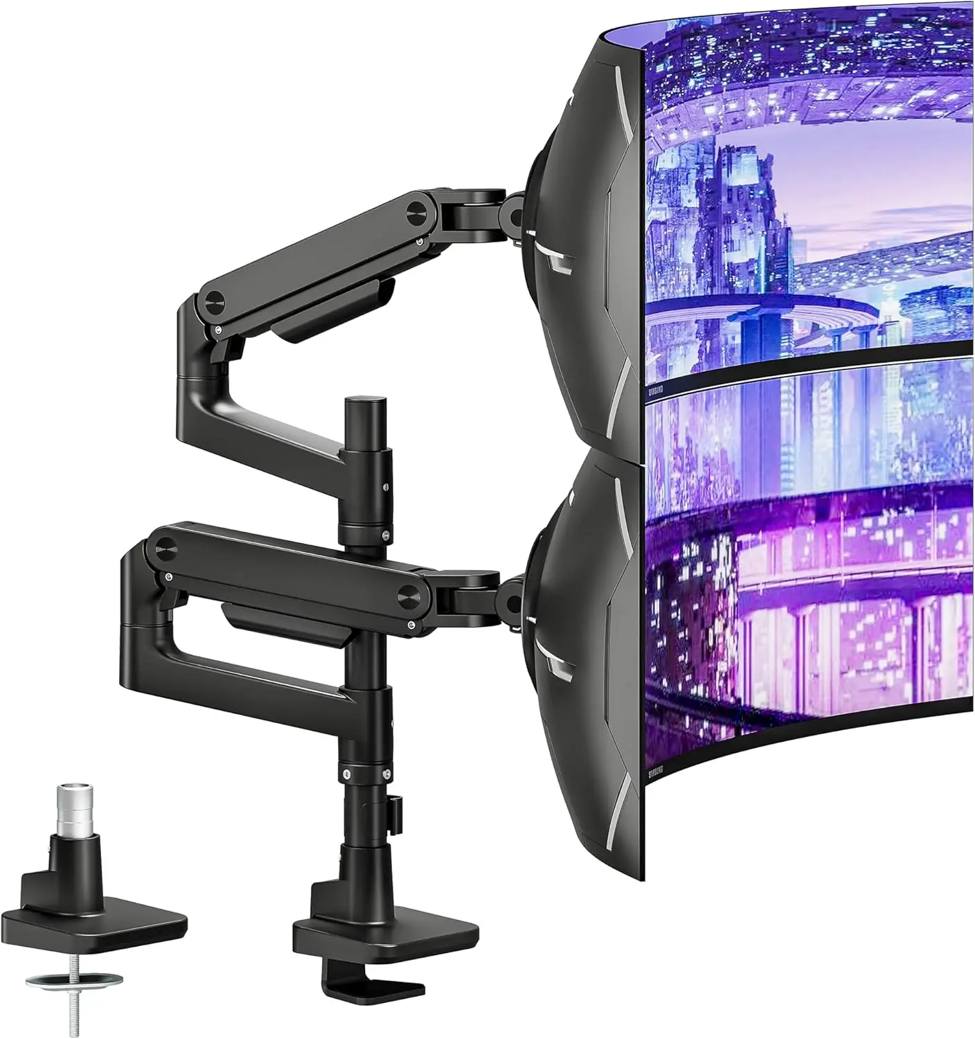 Dual Monitor Arm Desk Mount for 17-49 Inch Ultrawide Monitors, Heavy Duty Full Motion Gas Spring, Holds 44 lbs, VESA 75/100