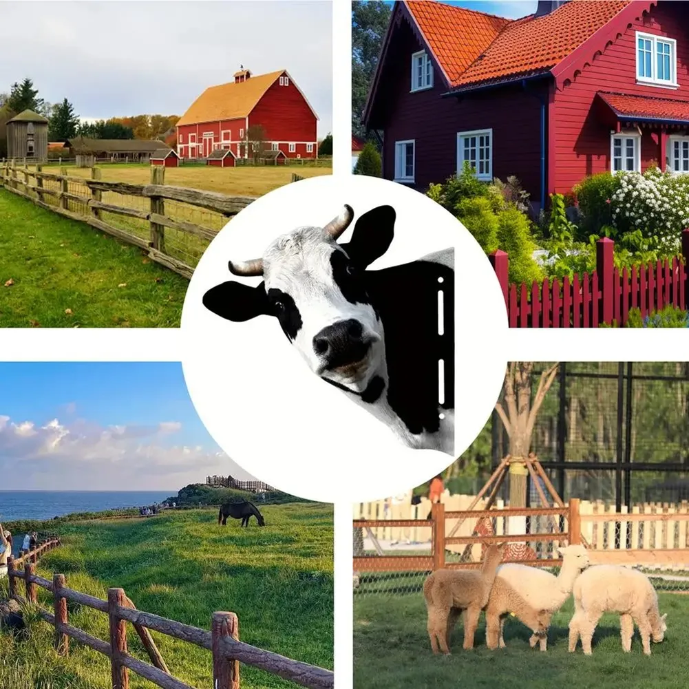 2025 Hot Style Iron Cow Yard Art Cute Peeking Cattle Yard Decor Decorative Metal Art Peeping Cattle Farmhouse Animal Fence Art D