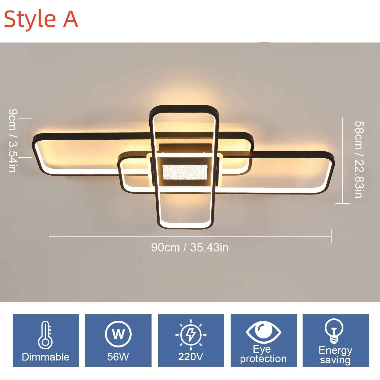 LED-plafondverlichting, dimbare vierkante verlichtingsarmaturen plafonds met afstandsbediening 3000K / 4500K / 6500K voor eetkamer, slaapkamer