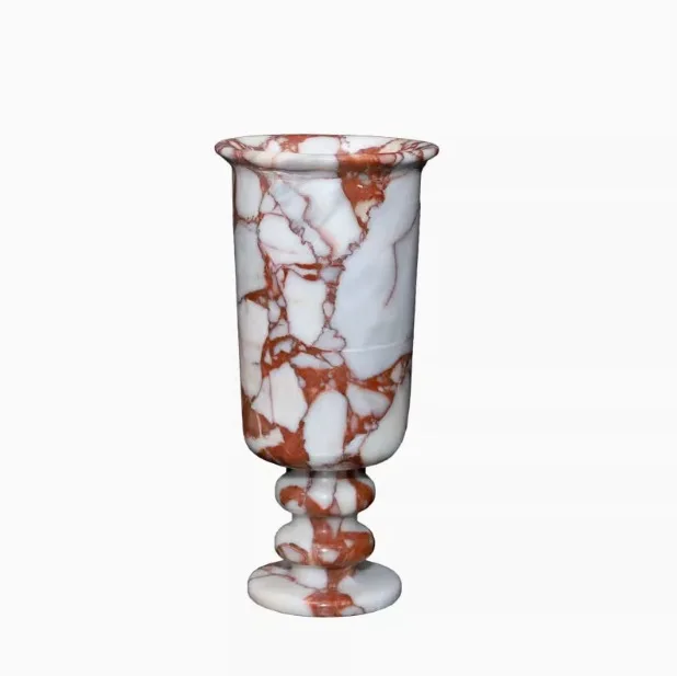 Vaso di nicchia in marmo naturale medievale moderno e minimalista, decorazione geometrica morbida per la casa, intagliata a mano