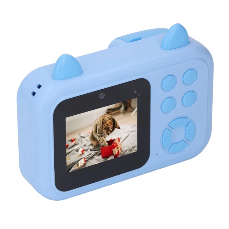 Thermal Print Camera 2.4 Inch Screen HD Photo Video Recording Small Kids Digital Camera For Photography Entertainment Blue view 2