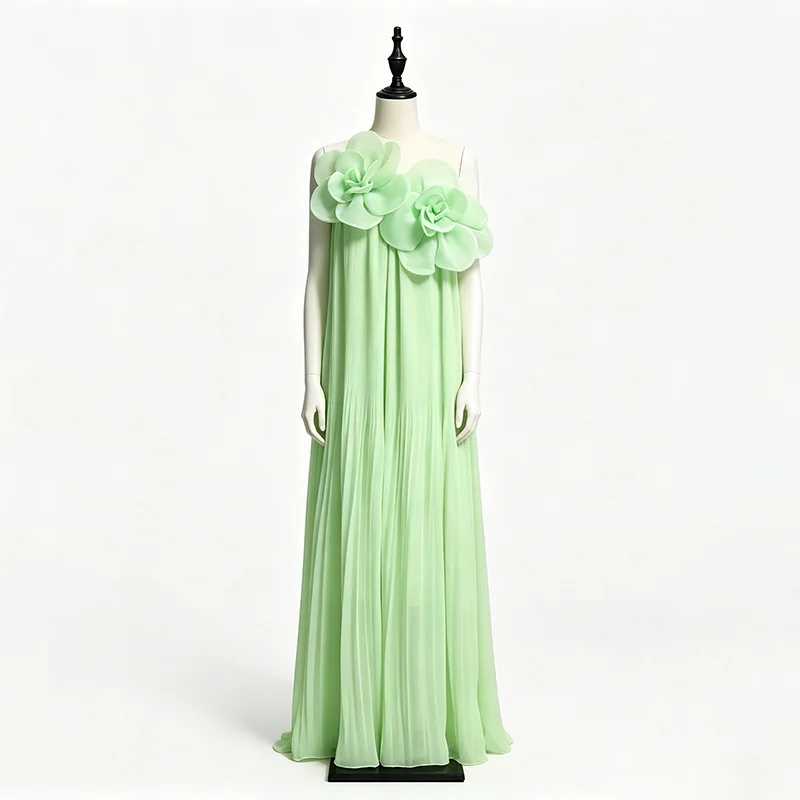 Damesmode off-shoulder sexy zoete pittige jurk, 3D bloemen- en lintdesign feest- en avondjurk