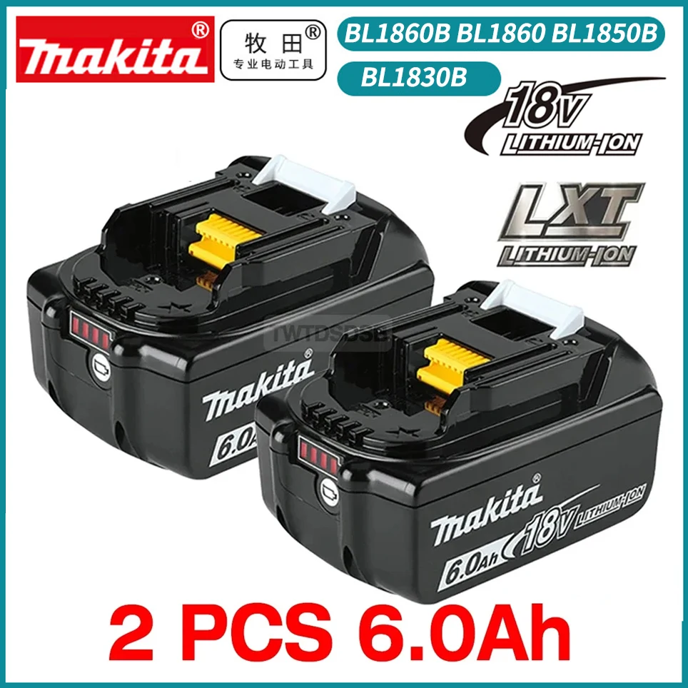 

Makita-100% Original Rechargeable Power Tool Battery, Replaceable LED Lithium-ion, 6.0 Ah 18V BL1860 BL1850B BL1840 BL1830