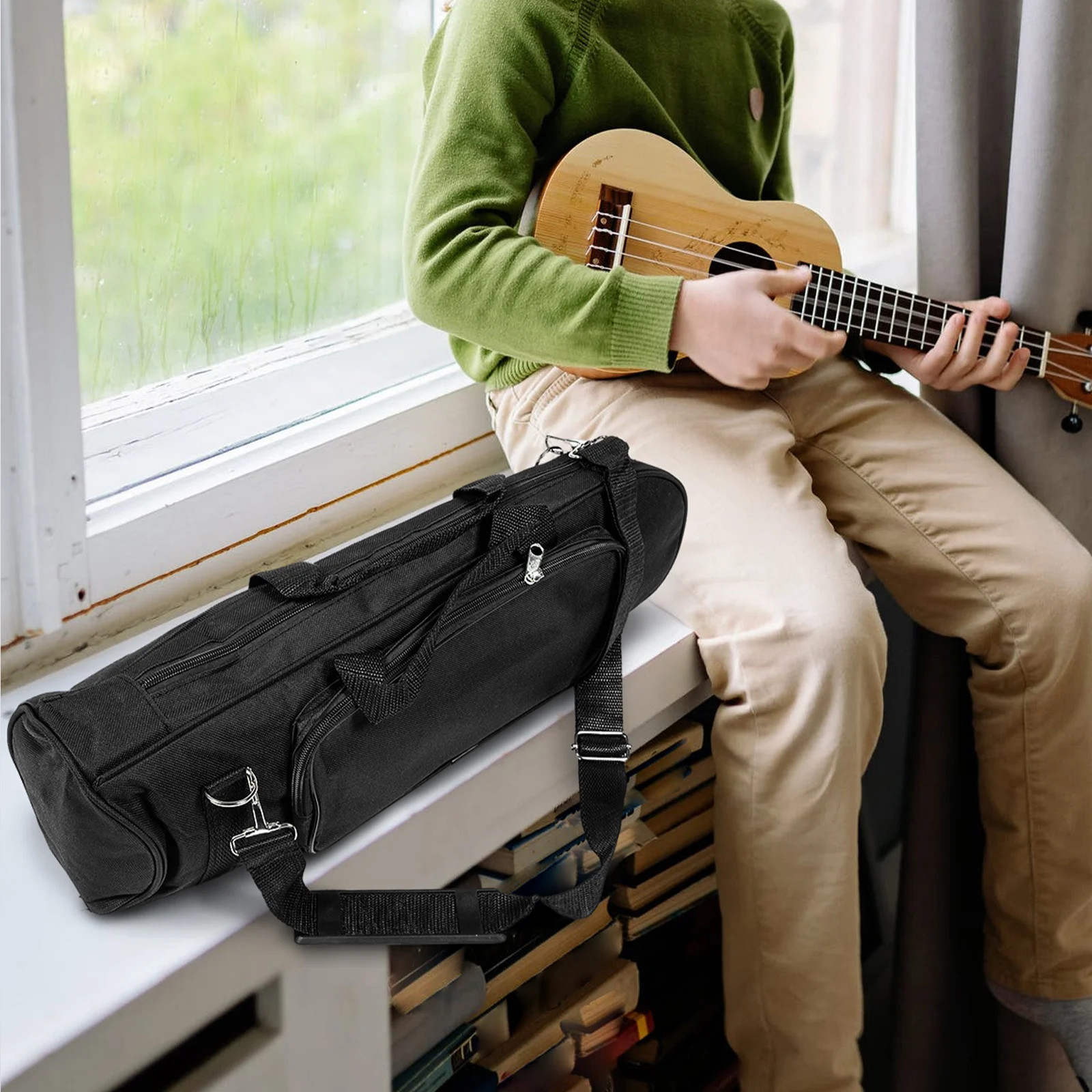 

Dustproof Trumpet Bag Small Instruments Shoulders Carry Case Black Oxford Cloth