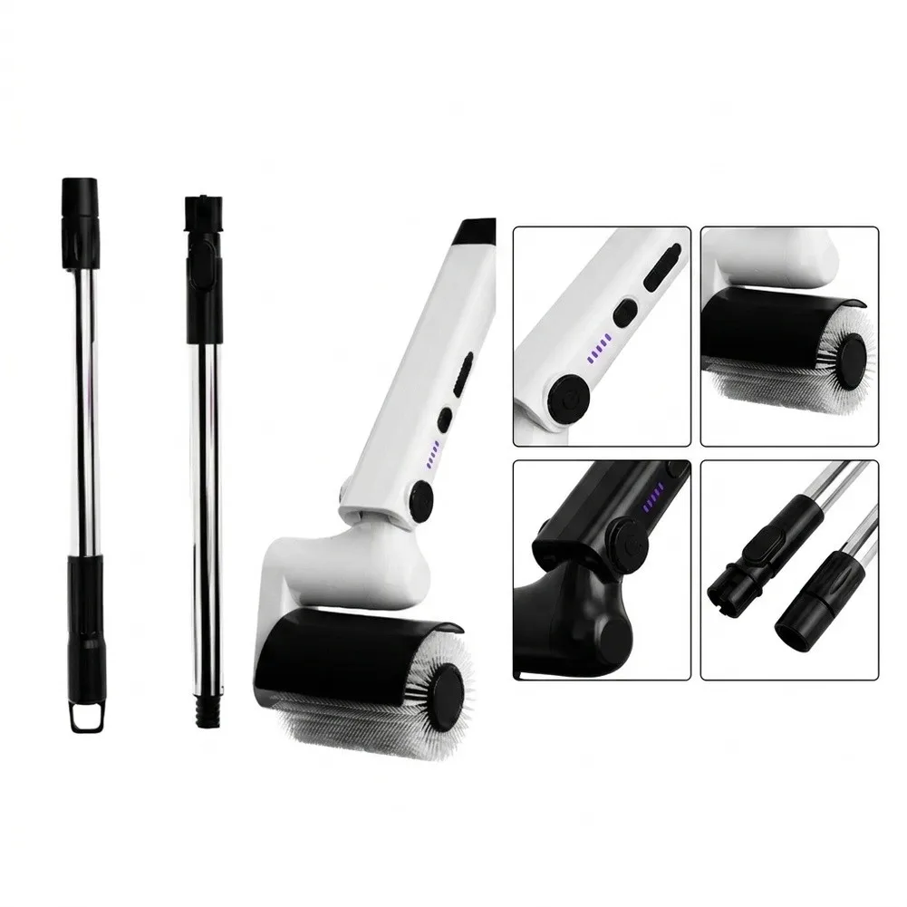 Cordless Electric Grill Brush with 3 Stainless Steel Wire Rollers and Adjustable Telescoping Pole for Grill Care
