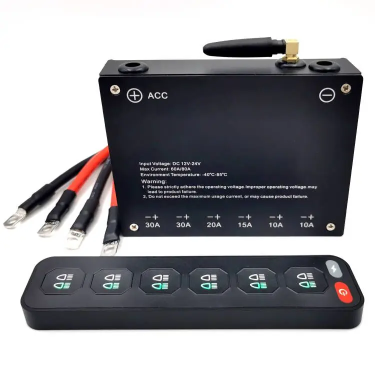 80A  12V 24V  ACC Line 6 Gang Wireless Control Switch Panel Universal for Offroad Vehicles Boats Atv Utv Suv
