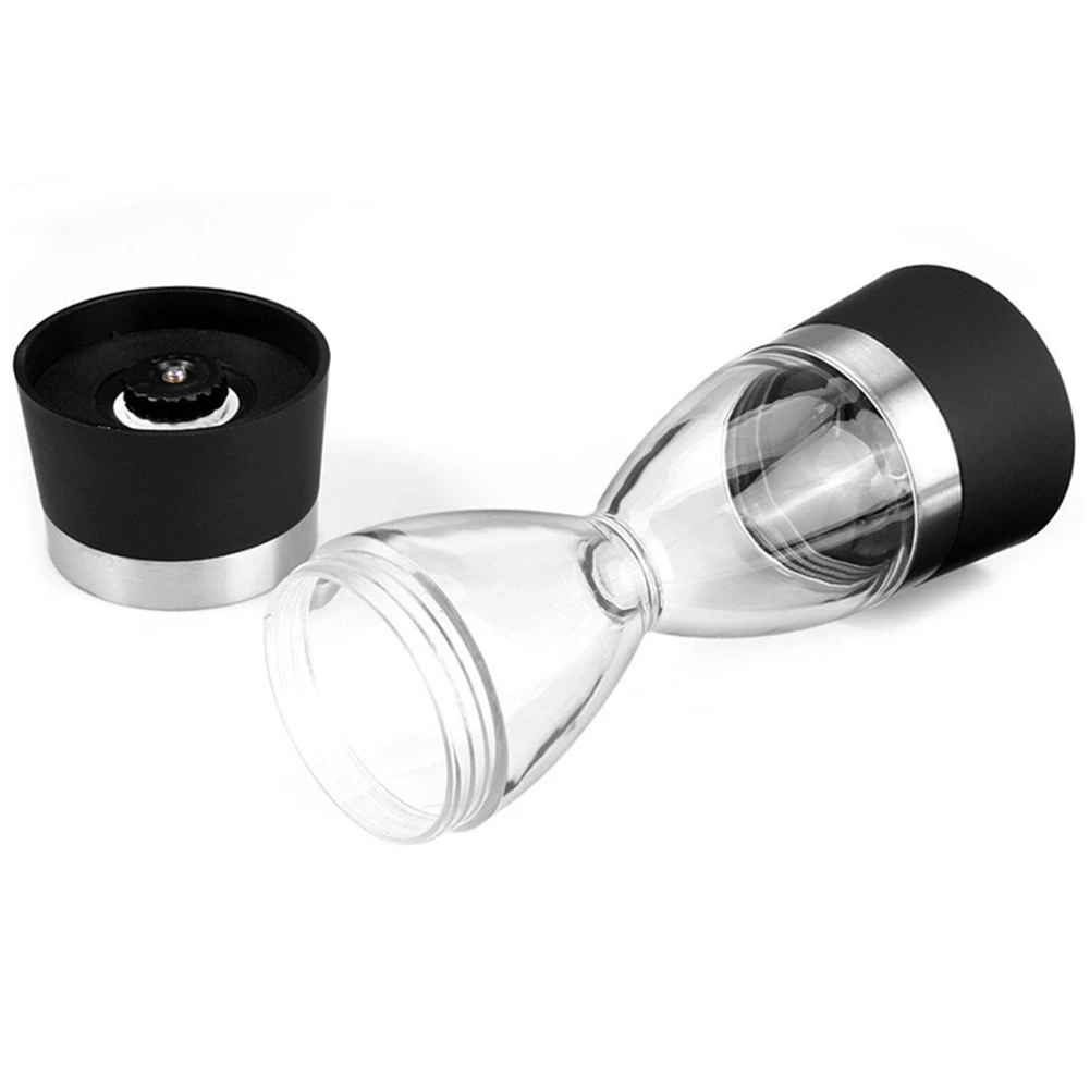 粗さ調節可能な手動ペッパーグラインダー,塩ミル,2 in 1,砂時計,デュアルヘッド,デュアルユース