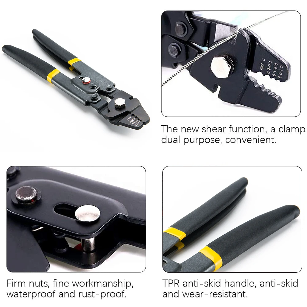 Electrician Safety Lock Wire Rope Cutting Tool Hand Swager Crimper Crimping Stripping Tools Plier
