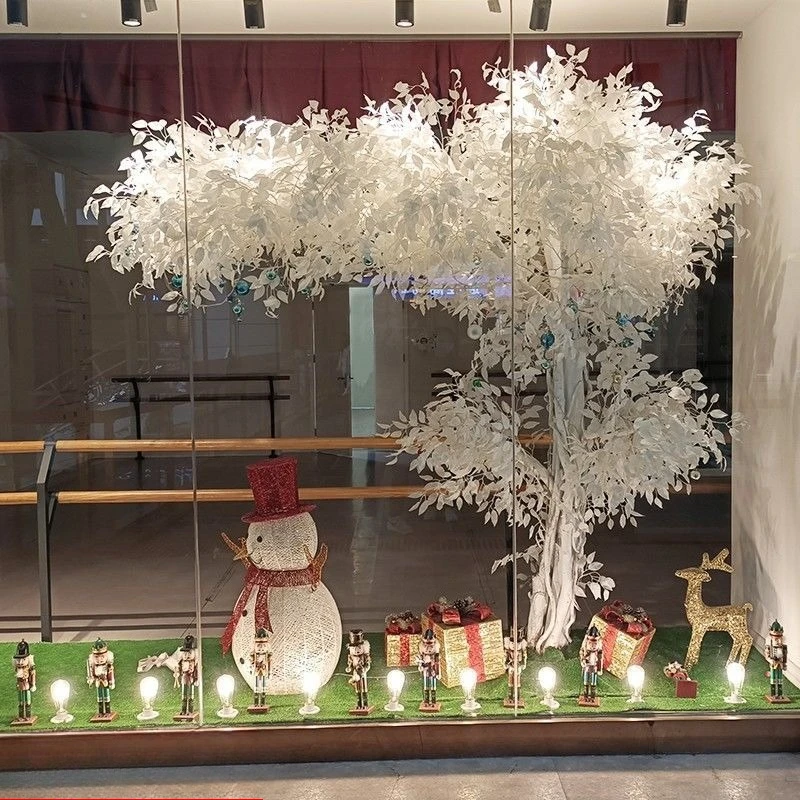 

Simulation white fake banyan tree wedding photo mall clothing store interior decoration live background