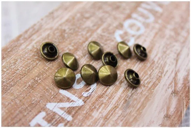 Wholesale 1000sets 6-12mm Bronze Cone Rivets Fashion Round Studs Nickel Punk Rock Spikes DIY Leather Craft With Install Tools