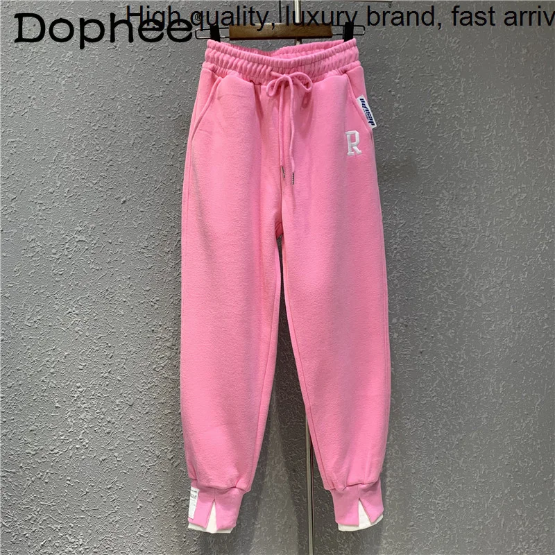 

Casual Candy Colors All-Matching Sweatpants Women 2023 Spring Summer New Patch Ankle-Tied Sports Hoodie Pants Fashion