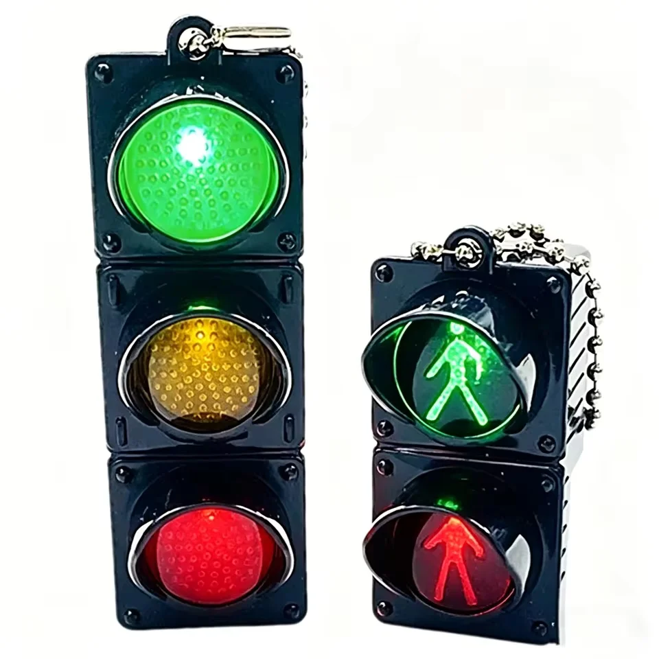 LED Traffic Light Keychain Toys Pedestrian Signal Model Mini Electronic Creative Keyholder Bag Pendant Car Accessory Adults Gift view 5