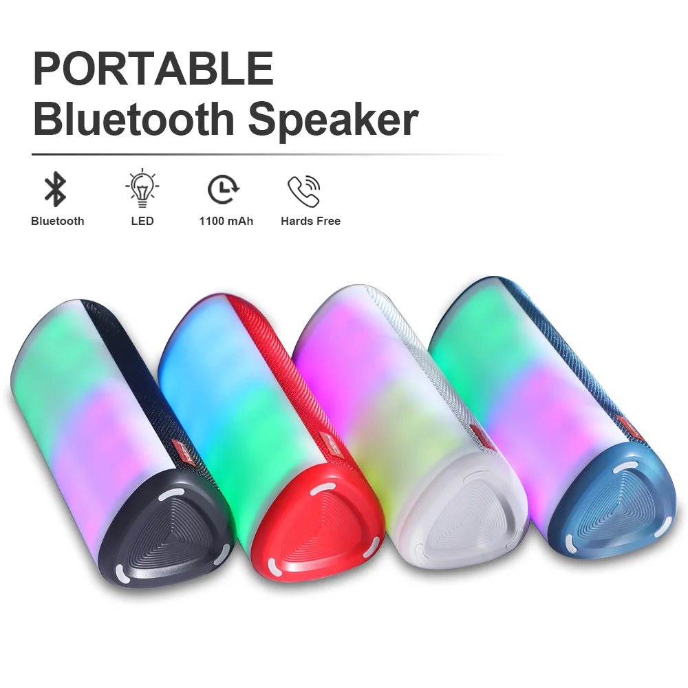 T&G TG357 Portable Bluetooth Speaker Wireless Speakers LED 1100mAh Waterproof Dual Bass Column Boombox AUX TF BT USB Loudspeaker