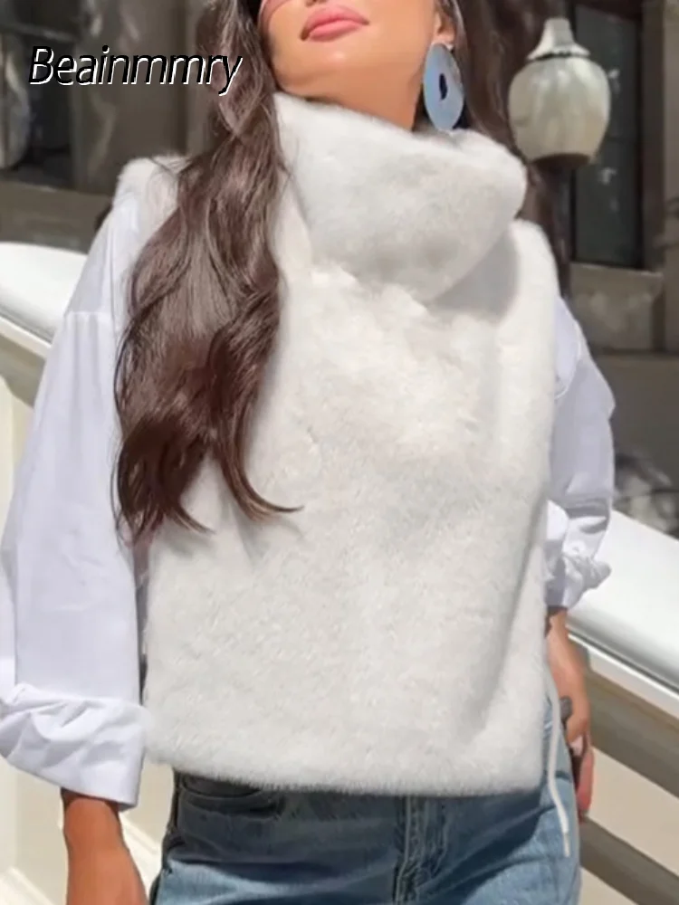 

Women Thickened Leopard Fake Fur Overcoat Fashion Retro High Neck Long Sleeve Coat 2025 Autumn New High Street Loose Outerwear