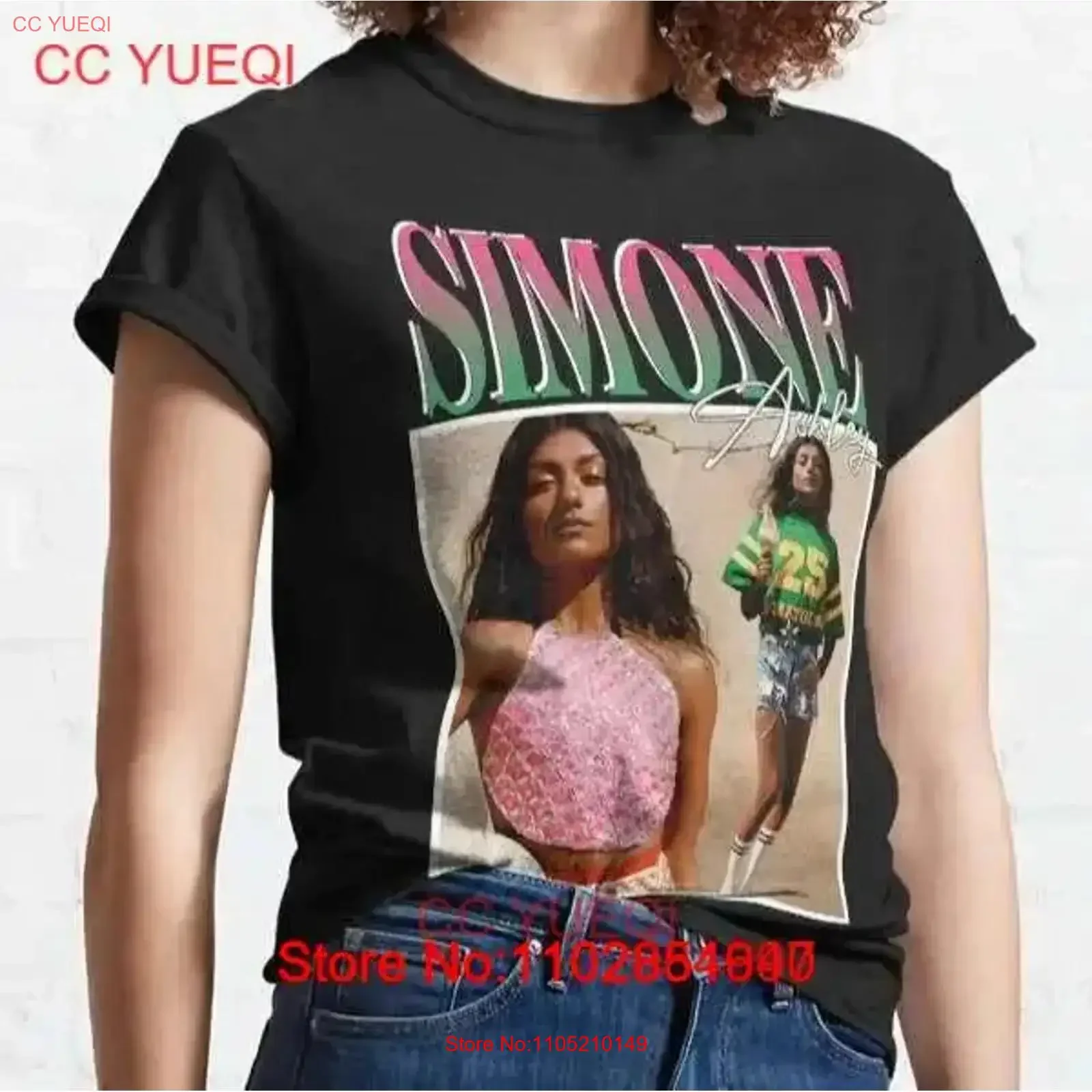 

Футболка Simone Ashley, винтажная стираная повседневная футболка унисекс с растянутым слегка топом для повседневной носки, модная графика для мужчин