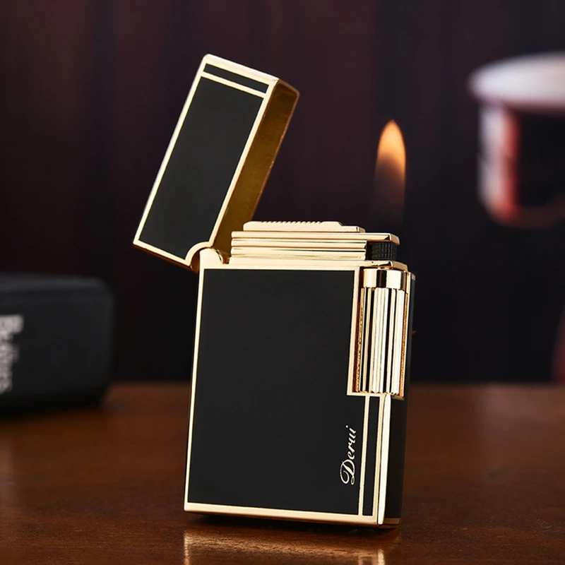 

Genuine Steel Tone Loud Lighter Gas Inflatable Open Flame Metal Side Sliding Cigarette Lighter for Boyfriend Husband Gift Box