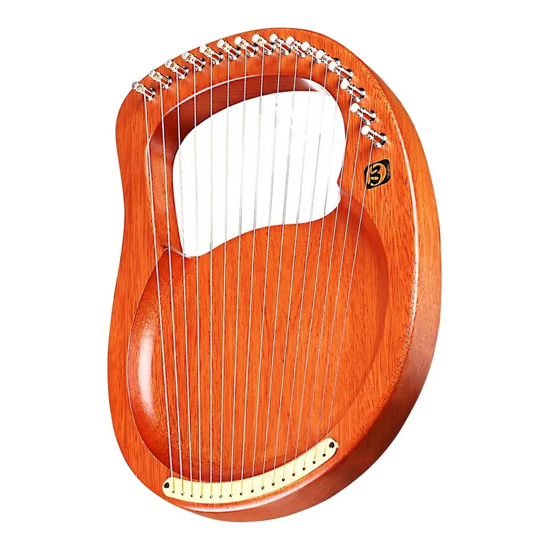 16-String Mahogany Solid Wood Lyre Harp Metal Strings, String Musical Instrument with Carry Bag Tuning Wrench Cleaning Cloth