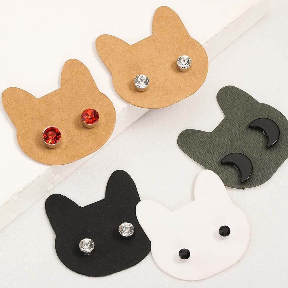 

50 шт. картонных карточек для демонстрации серег в форме кошки, 3,5x3,6 см, бумажные карточки для DIY украшений, серег-гвоздиков, ценники, аксессуары