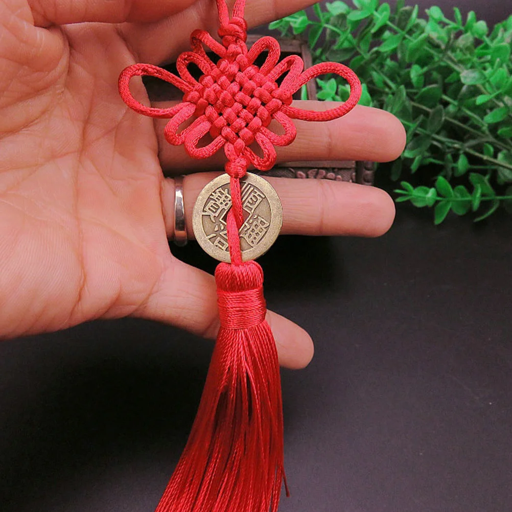 8 Pcs Ancient Coin Chinese Knot Decor Car Hanging Ornament Pendant Polyester Home Door Tassel