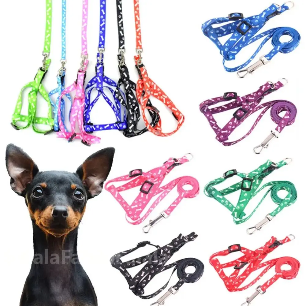 Polyester Printed Pet Traction Rope Dog Chest Strap Cat Teddy Small Dog Traction Belt Pet Supplies